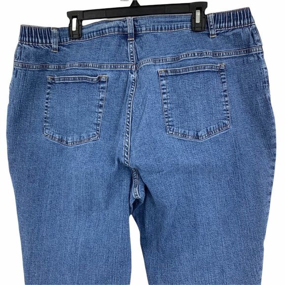 Women’s Essentials Jeans size 22-24W 9935 Bootcut Embroider Elastic Inset Blue - Picture 4 of 8